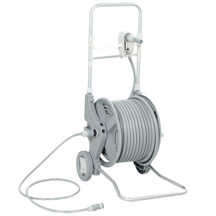 Garden Hose Reel Trolley, 45m Hose, Dual-Function Nozzle