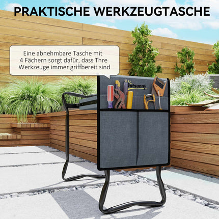 Garden Kneeler and Seat with Tool Pouches, Foldable, 150kg Capacity