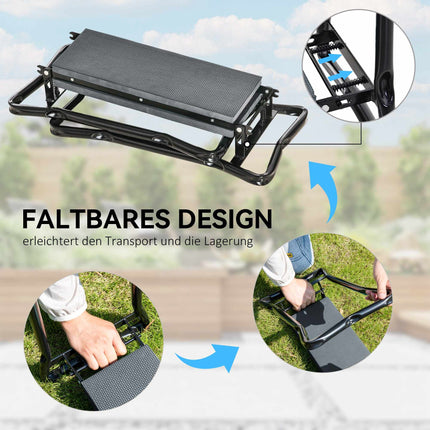 Garden Kneeler and Seat with Tool Pouches, Foldable, 150kg Capacity