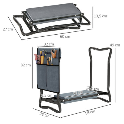 Garden Kneeler and Seat with Tool Pouches, Foldable, 150kg Capacity