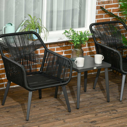 Outdoor Garden Lounge Set for 2, weatherproof, black/grey
