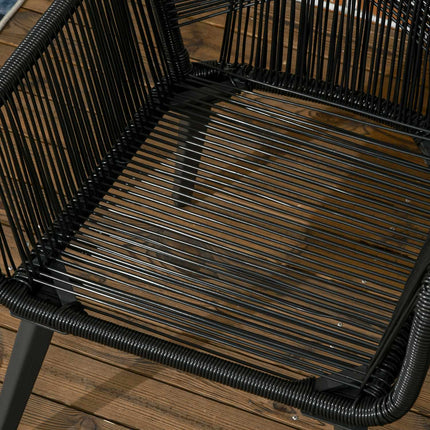 Outdoor Garden Lounge Set for 2, weatherproof, black/grey