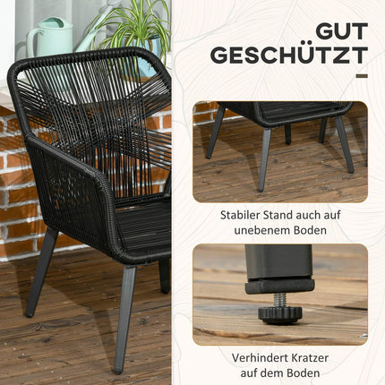Outdoor Garden Lounge Set for 2, weatherproof, black/grey