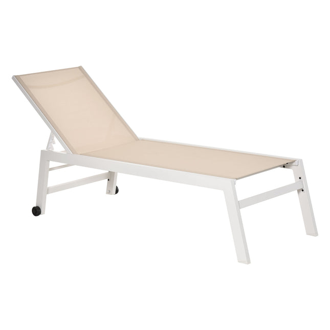 Aluminum garden chair with 5-step backrest, cream white