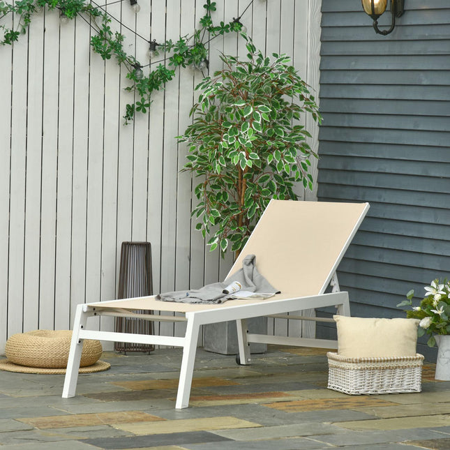 Aluminum garden chair with 5-step backrest, cream white