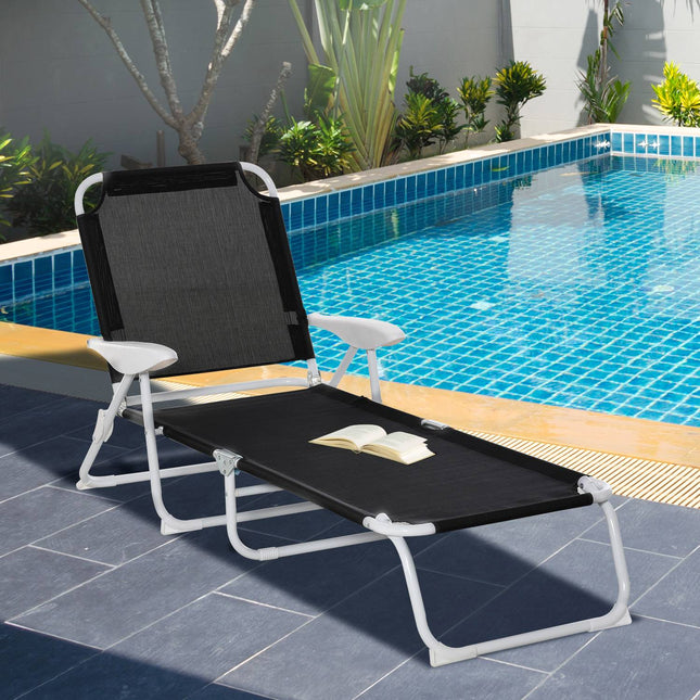 Folding garden chair, 4-tier mesh black