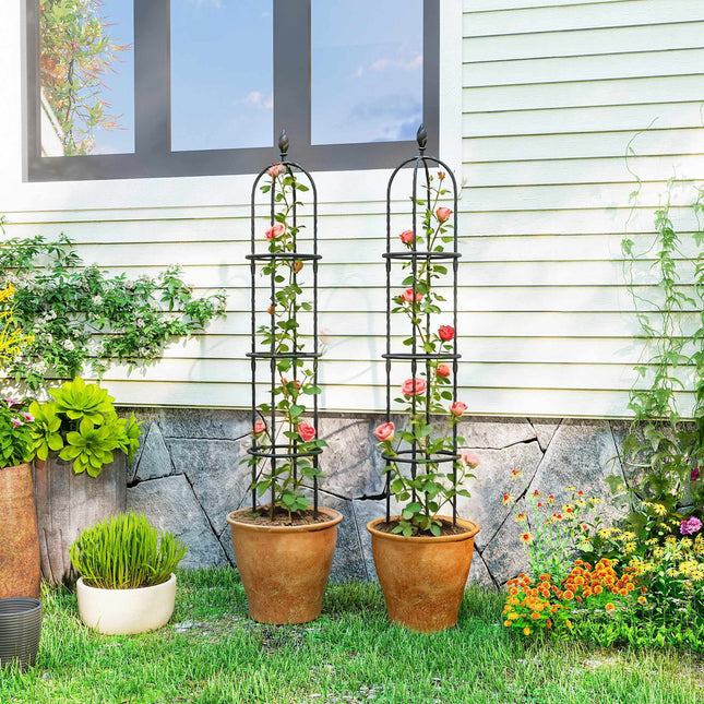 Garden Obelisk Trellis Set, 174 cm Steel, 2-Pack