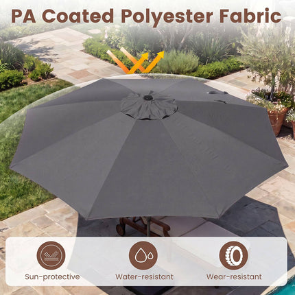 Garden Parasol, 286 cm, Grey, Crank & Tiltable Sunshade