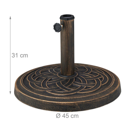 Garden Parasol Base, Fits Poles Ø34-48mm, Heavy Duty