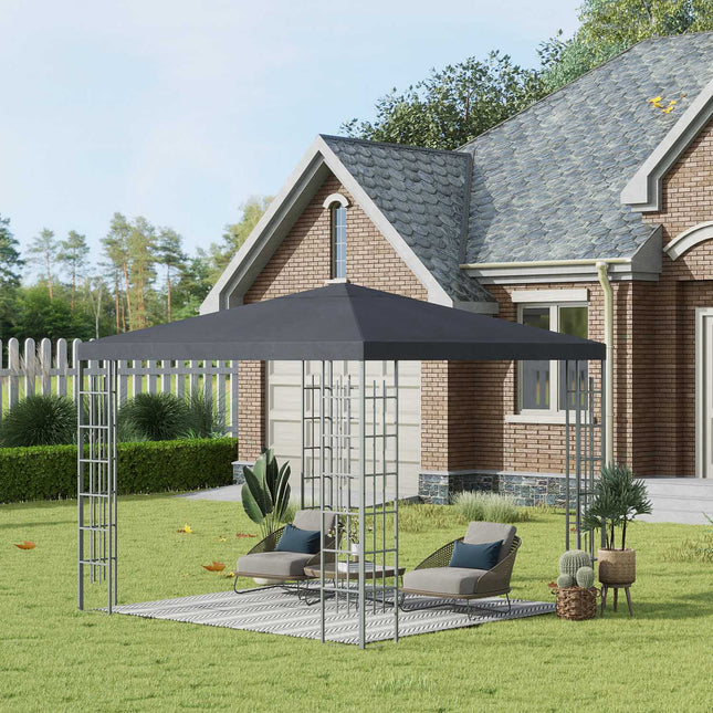 Garden pavilion tent 3x3M, Steel frame, Gray Polyester