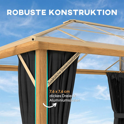 Garden Pavilion 4x3m, Polycarbonate Roof, Aluminum Frame