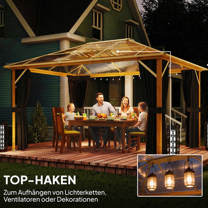 Garden Pavilion 4x3m, Polycarbonate Roof, Aluminum Frame