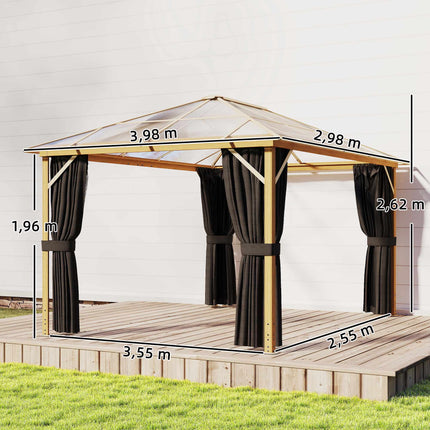 Garden Pavilion 4x3m, Polycarbonate Roof, Aluminum Frame