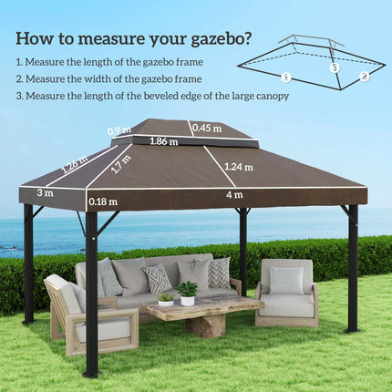 Garden Pavilion Cover 3x4 m, 2-Layer Oxford Fabric