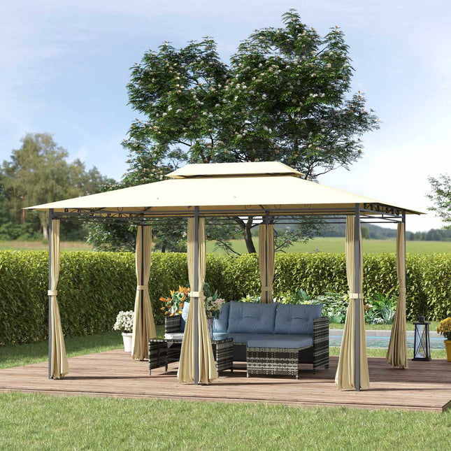 Garden pavilion Double roof 3x4m Beige for outdoor events