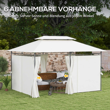Garden Pavilion Double Roof, Water-Resistant, 4x3m, Cream