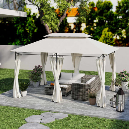 Garden Pavilion Double Roof, Water-Resistant, 4x3m, Cream