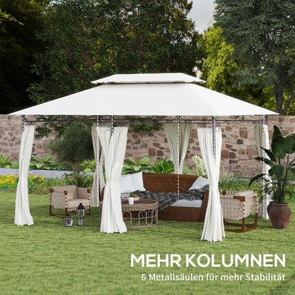 Garden Pavilion Double Roof, Water-Resistant, 4x3m, Cream