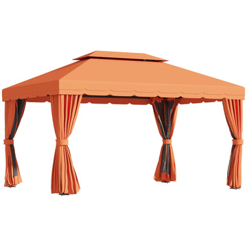 Orange gazebo tent in aluminum with 4 walls - weatherproof