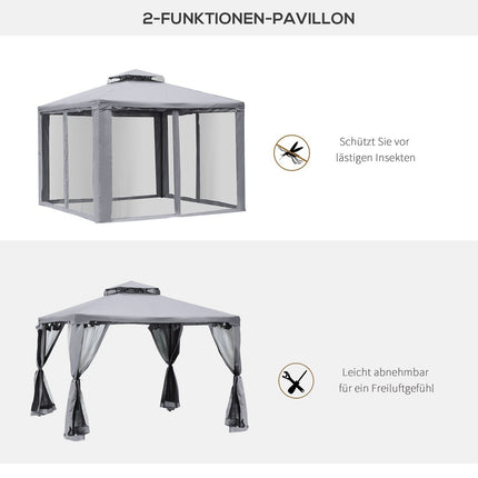 Weatherproof outdoor garden pavilion tent, 3x3x2.6m, light grey