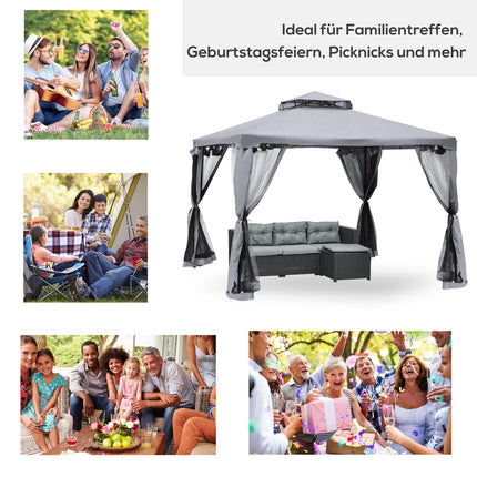 Weatherproof outdoor garden pavilion tent, 3x3x2.6m, light grey