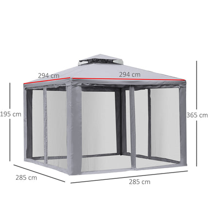 Weatherproof outdoor garden pavilion tent, 3x3x2.6m, light grey
