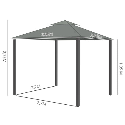 Garden pavilion tent, 2.96m, double roof, mosquito net