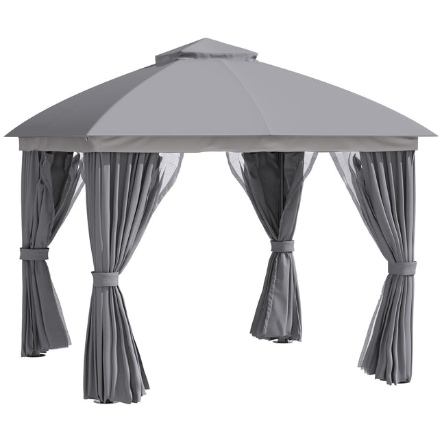 3x3m Garden Tent With Double Roof & Mosquito Net