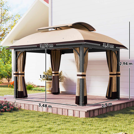 Garden Pavilion with Double-Tier Roof, UV Protection, 13m²