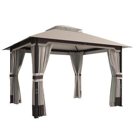 Garden Pavilion with Dual-Layer Roof and Curtains