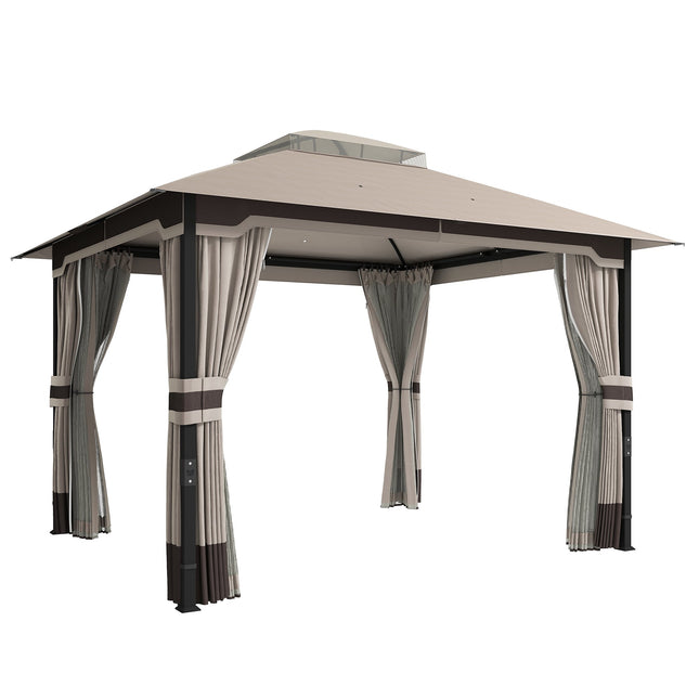 Garden Pavilion with Dual-Layer Roof and Curtains