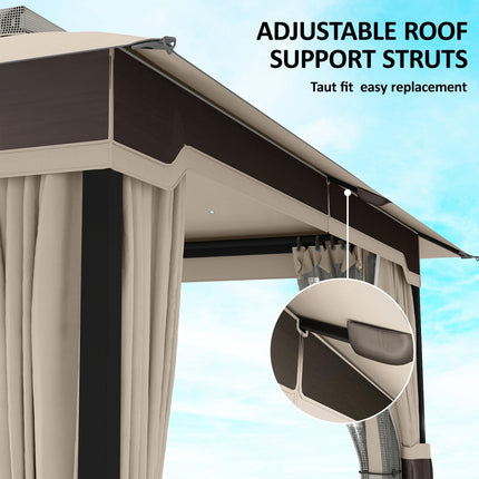 Garden Pavilion with Dual-Layer Roof and Curtains