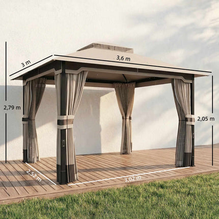 Garden Pavilion with Dual-Layer Roof and Curtains