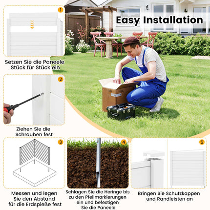 Garden Privacy Fence Panels, 123x123 cm, White, PVC