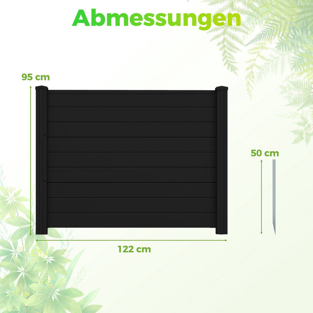 Garden Privacy Fence with 2 Panels, Weatherproof, Black