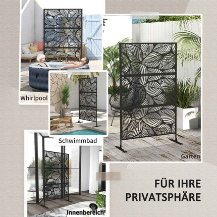 Garden Leaf Pattern Steel Privacy Screen, 122x198cm