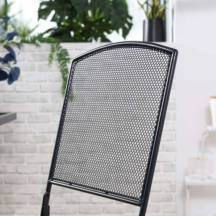 3-piece gray metal bistro set - table and folding chairs
