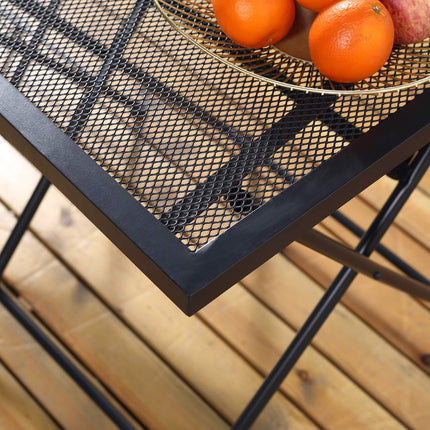 3-piece gray metal bistro set - table and folding chairs