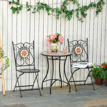 Balcony furniture set - 2 folding chairs, mosaic table