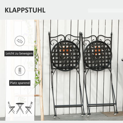 Balcony furniture set - 2 folding chairs, mosaic table