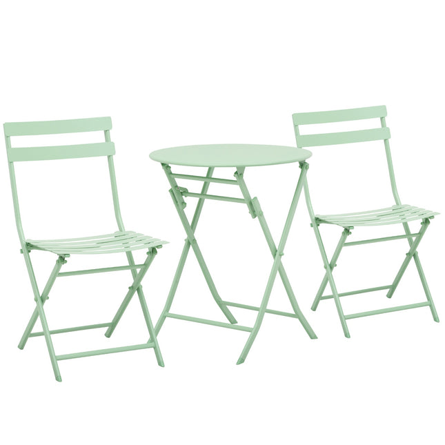 Folding garden bistro set - table and 2 chairs, green