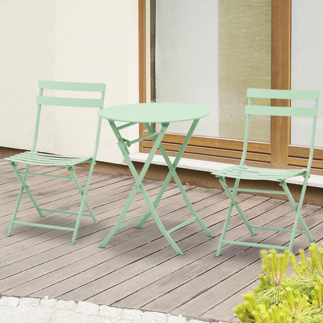 Folding garden bistro set - table and 2 chairs, green