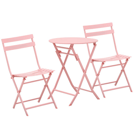 Balcony Bistro Set - folding table and 2 chairs, pink