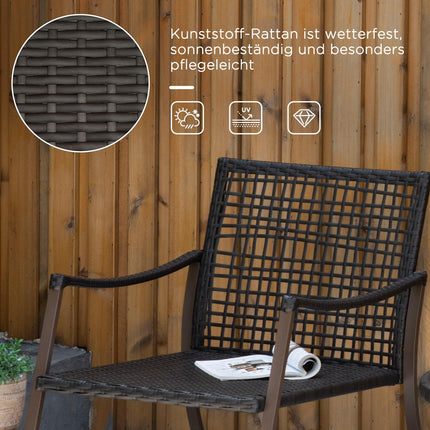 Rattan rocking chair set for 2 with cushions, brown/white