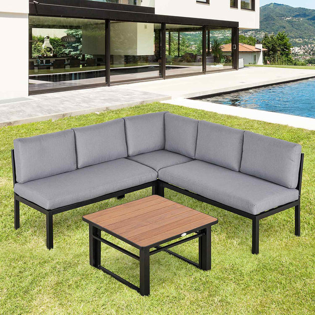 Outdoor aluminum garden furniture for 4 people with cushions