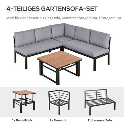 Outdoor aluminum garden furniture for 4 people with cushions