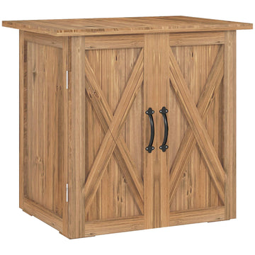 Garden Shed, Double Doors, Natural Wood, 77x55x72 cm, Brown