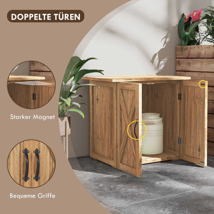 Garden Shed, Double Doors, Natural Wood, 77x55x72 cm, Brown