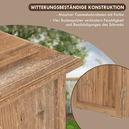 Garden Shed, Double Doors, Natural Wood, 77x55x72 cm, Brown