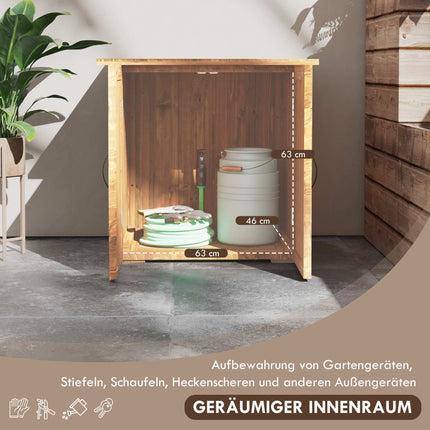 Garden Shed, Double Doors, Natural Wood, 77x55x72 cm, Brown